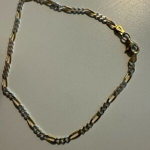 Elegant Gold and Sterling silver  Chain ankle Bracelet